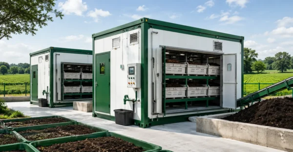 Industrial Vermicomposting Units (Modular & Containerized) manufacturer supplier exporter installation contractor by Mechwat for Vermicompost & Vermi-Based Inputs.