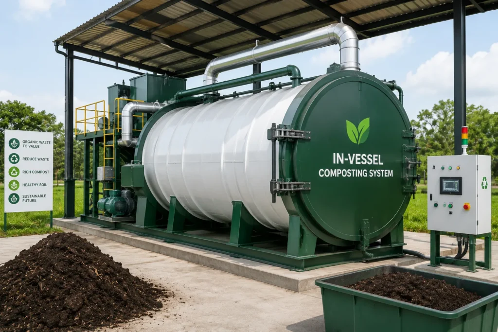 In-vessel Composting Systems manufacturer supplier exporter installation contractor by Mechwat for Aerobic & Windrow Compost Systems.