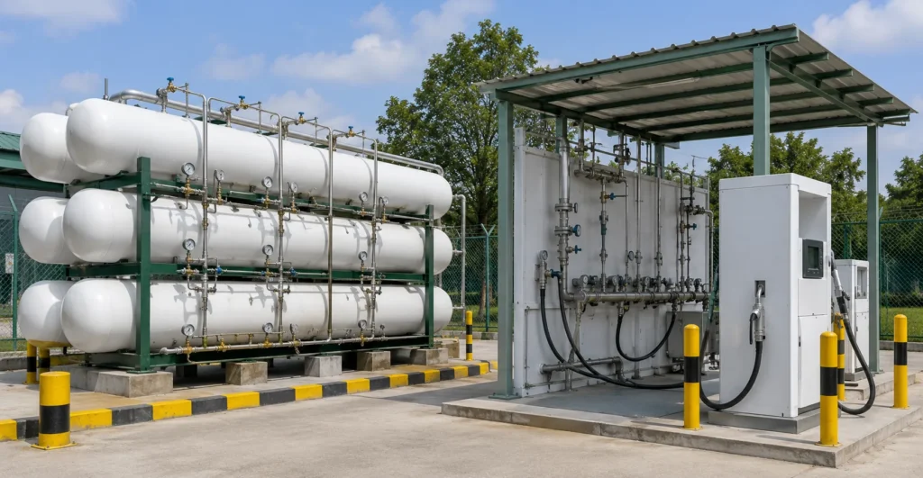 CBG cylinders & bullet storage manufacturer supplier exporter installation contractor by Mechwat for Compression, Storage & Dispensing.