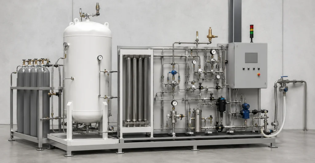 CO₂ handling systems designed, manufactured and supplied by Mechwat for Engineering Utility, AIR, GAS & COMPRESSED UTILITY SYSTEMS and Pressurization applications