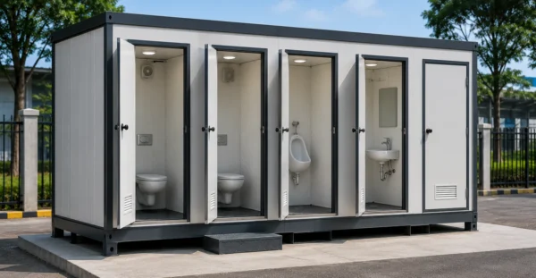 Flatpack Portable Toilet Unit designed, manufactured and supplied by Mechwat for Flatpack Solutions, FLATPACK SANITATION & HABITATION UNITS and Farm Waste to Value Systems applications