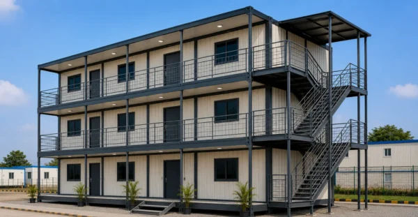 Multi-Storey Stackable Office Blocks designed, manufactured and supplied by Mechwat for Flatpack Solutions, FLATPACK OFFICE SYSTEMS and Farm Waste to Value Systems applications