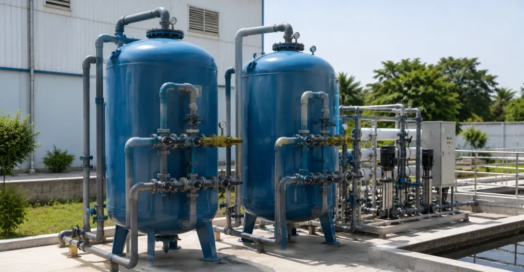 Pressure Sand & Carbon Filters manufacturer supplier exporter installation contractor by Mechwat for TERTIARY TREATMENT, DISINFECTION & REUSE