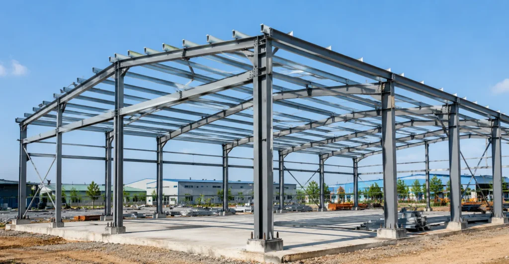 Recycled steel structure manufacturer supplier exporter installation contractor by Mechwat for Carbon Credit Enabled Flatpack.