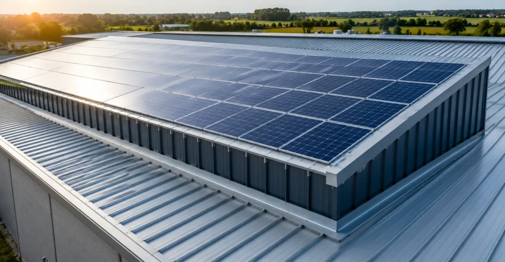 Solar integrated roof system manufacturer supplier exporter installation contractor by Mechwat for Carbon Credit Enabled Flatpack.