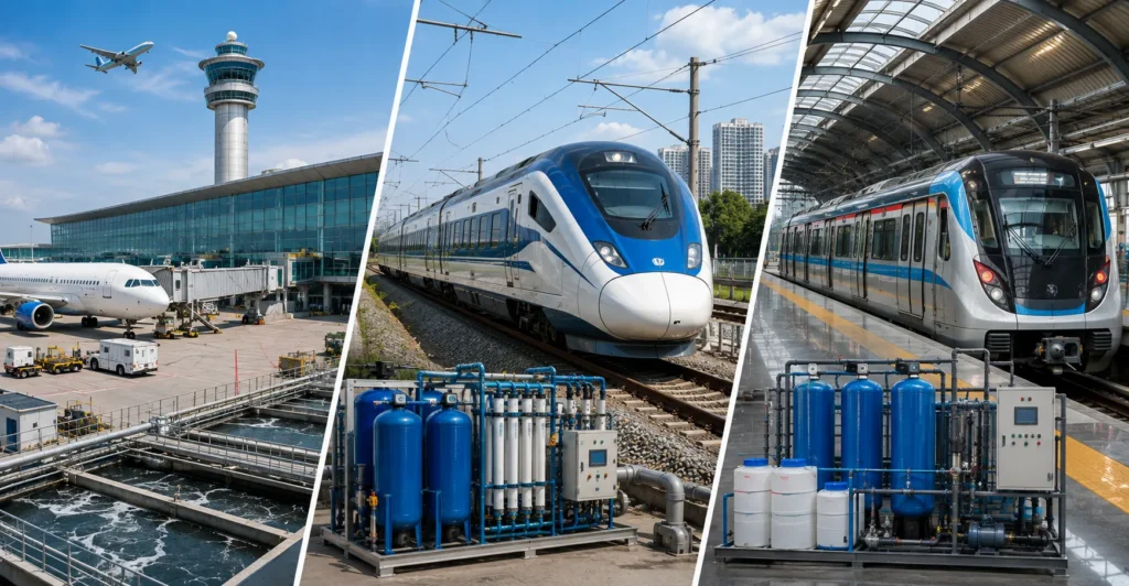 Airports, Railways & Metro manufacturer supplier exporter installation contractor by Mechwat for Modular & Packaged Plants.