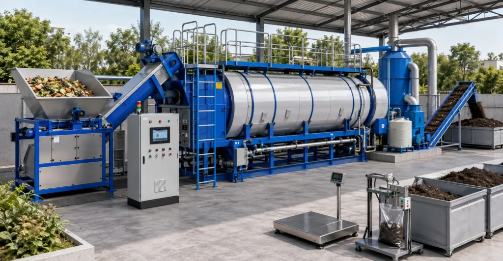 Automatic Compost Machines (50 kg/day → 10 TPD) designed, manufactured and supplied by Mechwat for Waste Management, Organic Waste Processing Systems and Composting Technologies applications