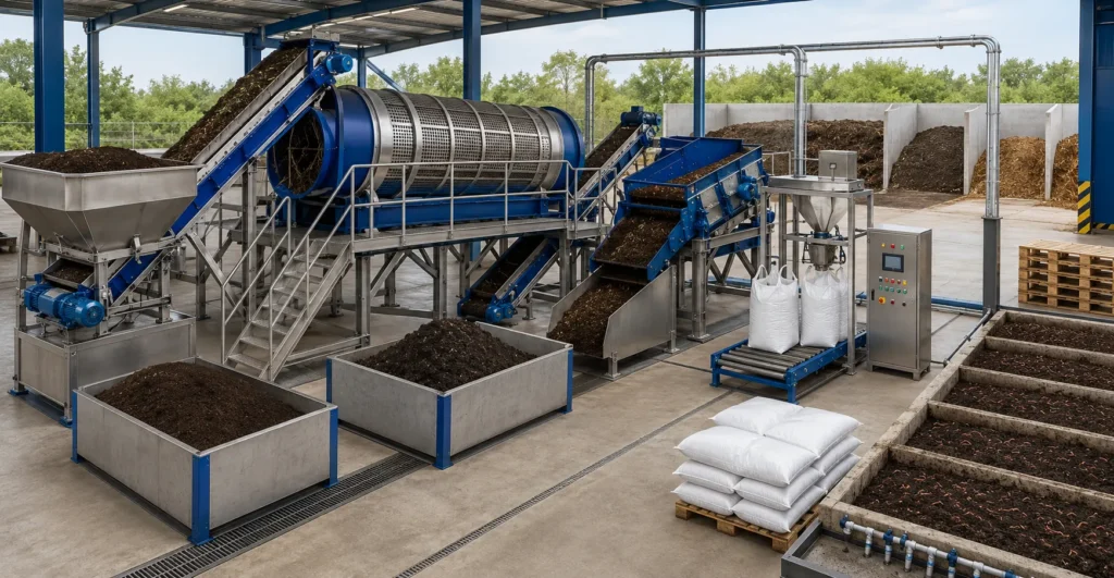 Compost & vermicompost harvesting designed, manufactured and supplied by Mechwat for Waste Management, Harvesting, Recovery & Circular Outputs and Hybrid Systems applications