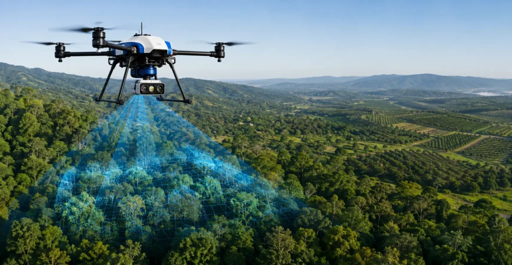 Drone Biomass Estimation service provider, manufacturer, supplier, exporter and installation contractor by Mechwat for digital monitoring, compliance & esg