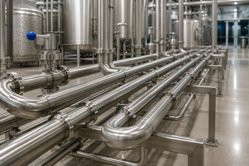 Edible oil transfer piping manufacturer supplier exporter installation contractor by Mechwat for Hygienic Piping (Food / Dairy / Pharma).