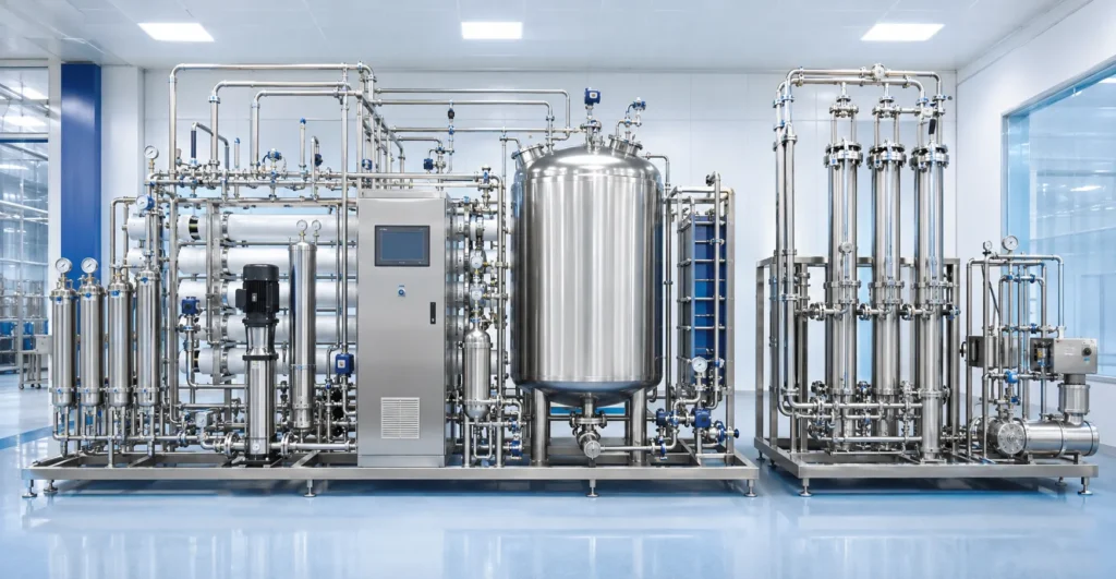 Food Beverages Water Systems (PW, WFI) manufacturer supplier exporter installation contractor by Mechwat for Modular & Packaged Plants.