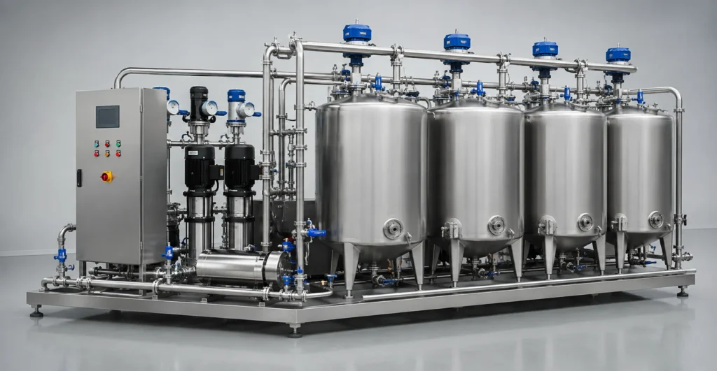Multi-Tank CIP Systems (Acid / Alkali / Rinse / Recovery) manufacturer supplier exporter installation contractor by Mechwat for CLEAN-IN-PLACE (CIP) SYSTEMS.