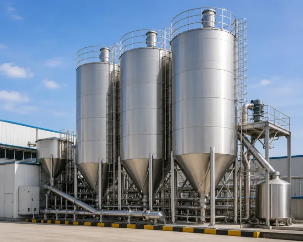 Milk powder silos manufacturer supplier exporter installation contractor by Mechwat for Bulk Solids Storage.
