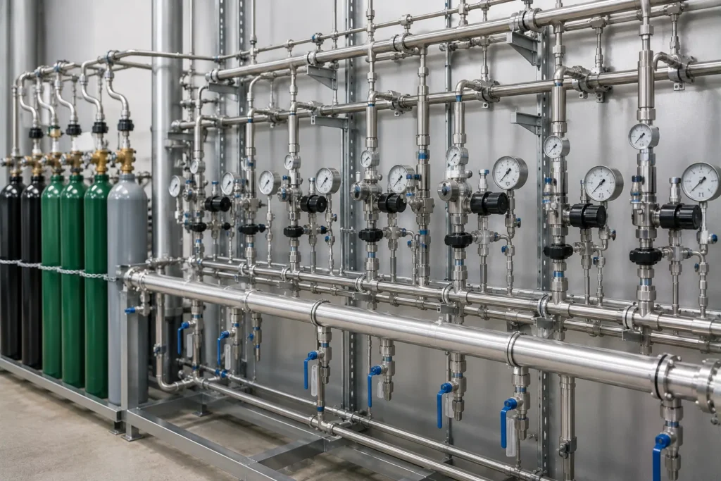 Nitrogen, CO₂ & specialty gas lines manufacturer supplier exporter installation contractor by Mechwat for Industrial & Process Piping.