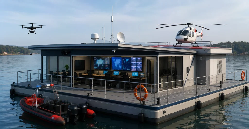 Prefab Floating Disaster Coordination Hub manufacturer supplier exporter installation by Mechwat for Floating Government & Administration Platforms projects