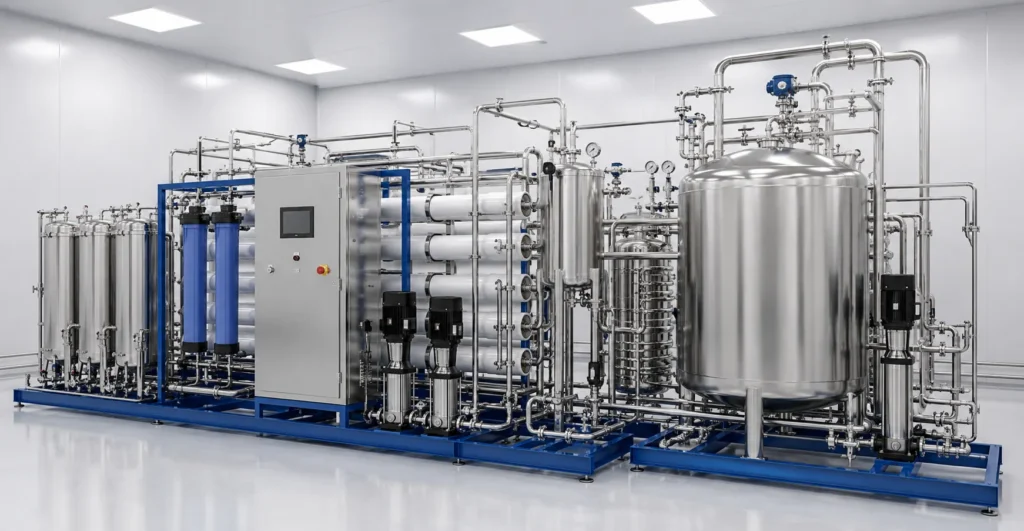 Pharmaceutical Water Systems (PW, WFI) manufacturer supplier exporter installation contractor by Mechwat for Modular & Packaged Plants.