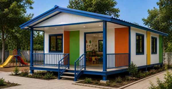 Prefab Anganwadi manufacturer supplier exporter installation contractor by Mechwat for Education Infrastructure.