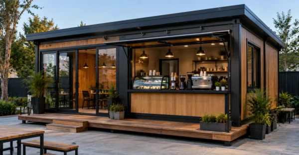 Prefab Café manufacturer supplier exporter installation contractor by Mechwat for Kitchen Canteen Food.