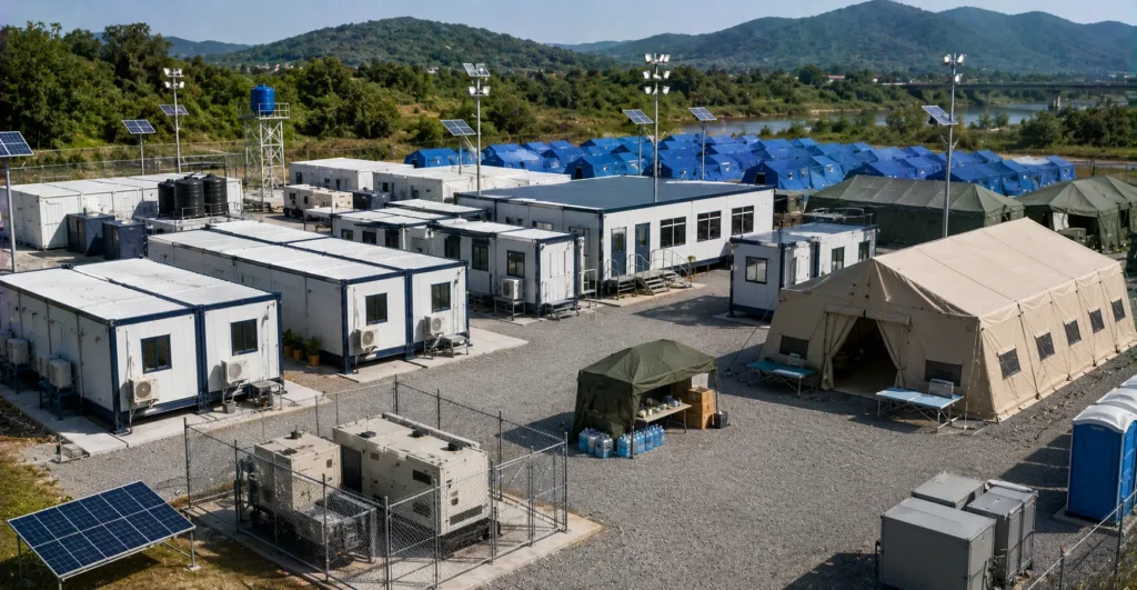 Prefab Disaster Relief Camps manufacturer supplier exporter installation contractor by Mechwat for Defence & Disaster