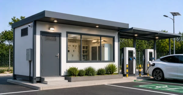 Prefab EV Charging Station Building manufacturer supplier exporter installation contractor by Mechwat for Road & Transport.