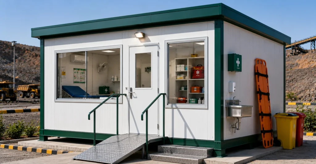 Prefab First Aid Cabin manufacturer supplier exporter installation contractor by Mechwat for Mining