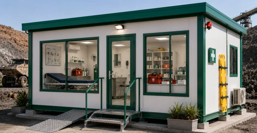 Prefab First-Aid & Emergency Cabin manufacturer supplier exporter installation contractor by Mechwat for Mining.