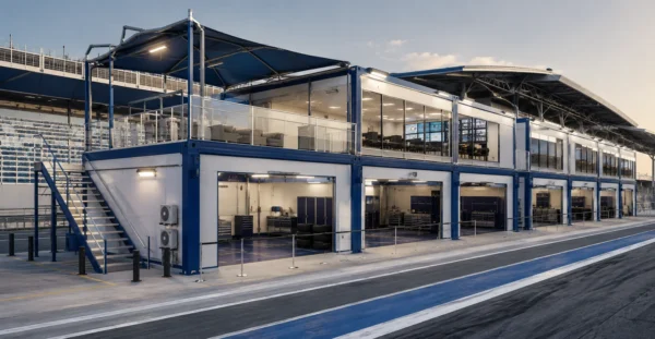 Mechwat is a prefab pit lane operations complex manufacturer, supplier, exporter and installation partner for formula 1 & global racing infrastructure