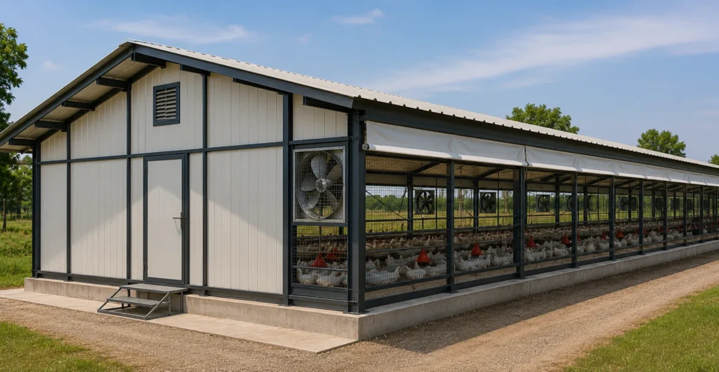 Prefab Poultry Shed manufacturer supplier exporter installation contractor by Mechwat for Rural.