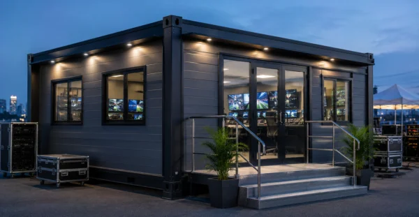 Prefab Tournament Operations HQ manufacturer supplier exporter installation contractor by Mechwat for FIFA / Cricket World Cup Modular Infrastructure.