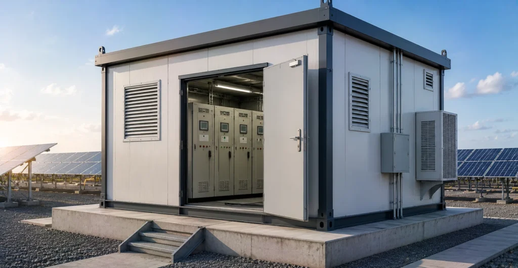 Prefab Wind Farm Control Cabin manufacturer by Mechwat; Prefab Wind Farm Control Cabin supplier for Renewable Energy; prefab prefab wind farm control cabin installation site