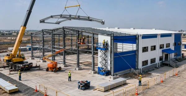 Prefab building erection service provider, manufacturer, supplier, exporter and installation contractor by Mechwat for installation, erection & commissioning