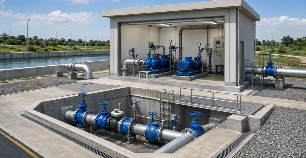 Mechwat designs, manufactures, supplies, exports and installs pumping stations & valve chambers for conveyance, water storage & conveyance systems and turnkey infrastructure projects with RFQ, datasheet and BOQ support.