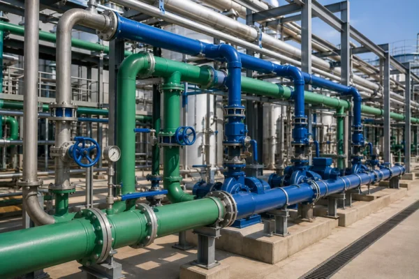 Raw, treated & cooling water piping manufacturer supplier exporter installation contractor by Mechwat for Industrial & Process Piping.