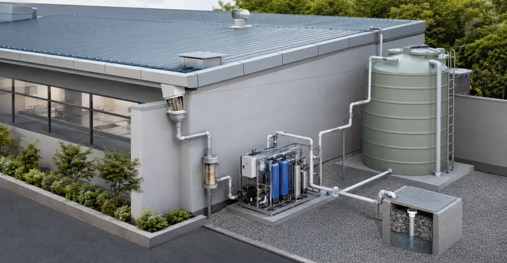 Rooftop Rainwater Harvesting manufacturer supplier exporter installation contractor by Mechwat for Modular & Packaged Plants.