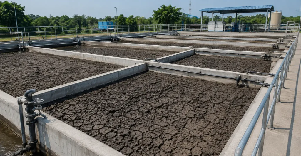 Sludge Drying Beds manufacturer supplier exporter installation contractor by Mechwat for SLUDGE HANDLING & WASTE MANAGEMENT SYSTEMS.