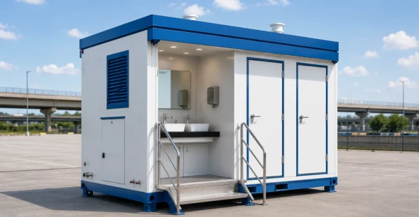 Two Seater Mobile Washroom Toilet Manufacturer, Supplier, Exporter and Turnkey Installation Company | Mechwat