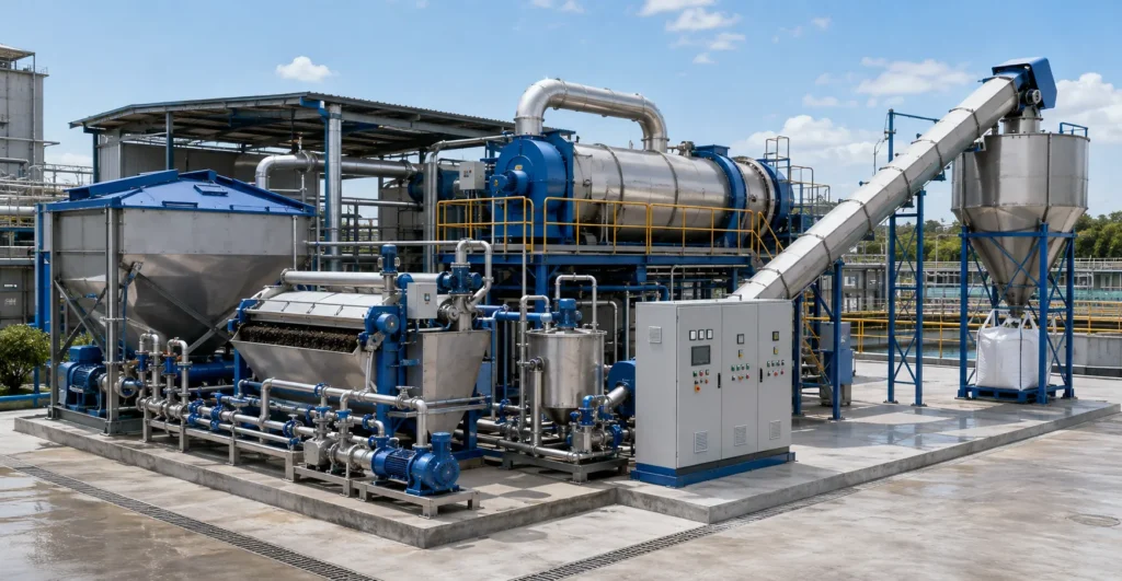 Wastewater sludge co-processing designed, manufactured and supplied by Mechwat for Waste Management, Advanced Waste Treatment Technologies and Hybrid Systems applications